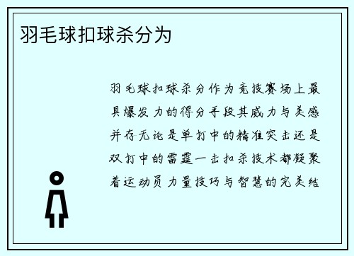 羽毛球扣球杀分为